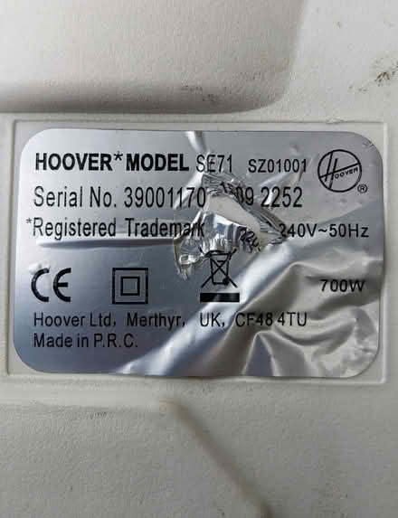 Photo of free Spritz Hoover 700w Motor (PL4 Greenbank.) #1