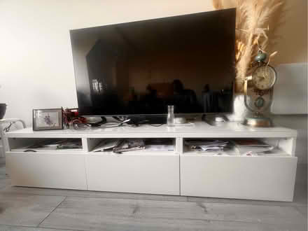 Photo of free Ikea besta burs tv unit with glass top (Cheam SM3) #1