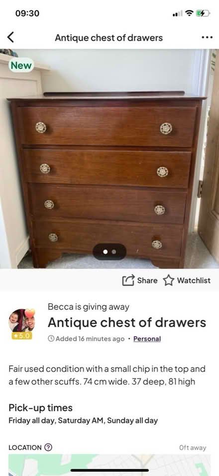 Photo of free Antique chest of drawers (Archway N19) #2