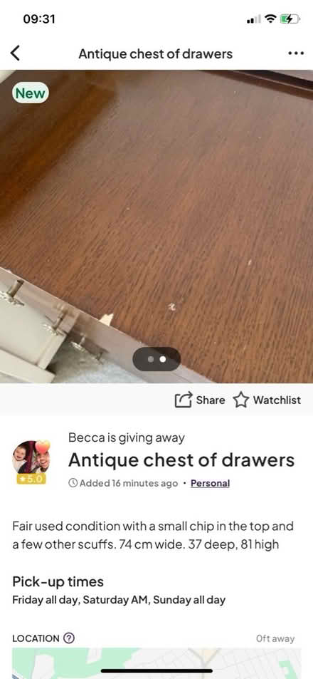 Photo of free Antique chest of drawers (Archway N19) #3