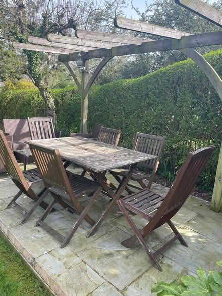 Photo of free Teak garden table and 6 chairs (Bramcote, notts) #2