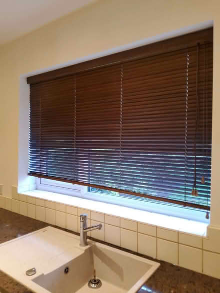 Photo of free 2 chocolate-brown wooden Hillarys blinds. (Lion Gate TW9) #1