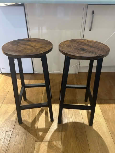 Photo of free 2 wooden bar stools (Battersea Park) #1