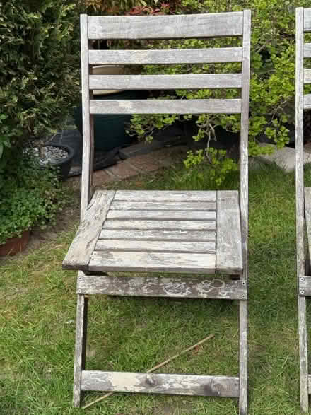 Photo of free 2 wooden garden chairs (Chelmer village CM2) #3
