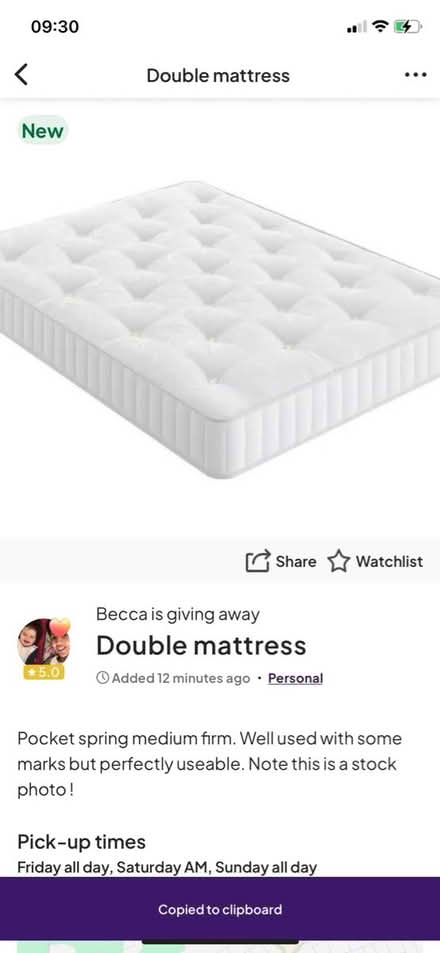 Photo of free Double mattress (Archway N19) #1