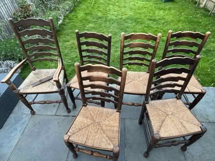 Photo of free 5 oak wicker dining room chairs (Worcester Park KT4) #1