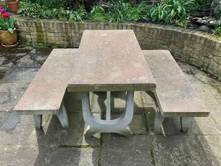 Photo of free Stone Garden table and 2 benches (W4 4JY) #2