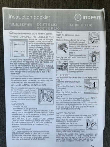 Photo of free Indesit condenser tumble dryer (L26 Liverpool) #3