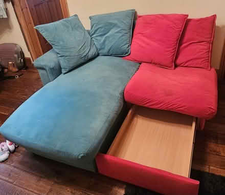 Photo of free Red and blue sofa set with chaise (W12) #3