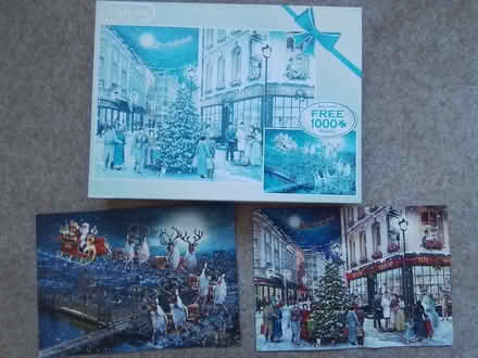 Photo of free Falcon de luxe 2 x 1000 piece Christmas jigsaw puzzles (Barton-on-Sea BH25) #1
