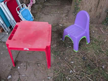 Photo of free Plastic children's table and 2 chairs (Chellaston DE73) #1