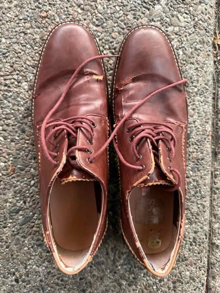 Photo of free Brown leather-vinyl shoes, size 12 (1075 Valencia Avenue) #2