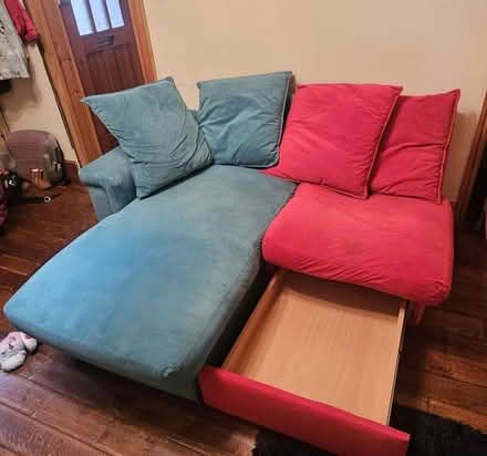 Photo of free Red and blue sofa set with chaise (W12) #2