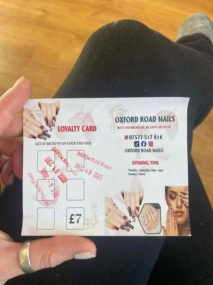 Photo of free loyalty card for Oxford Road Nails (RG30) #1