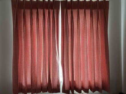 Photo of free Pair of red/white check curtains (Barkham RG41) #1