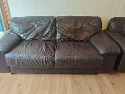 Photo of free Brown Leather sofas (Moulton NN3) #3