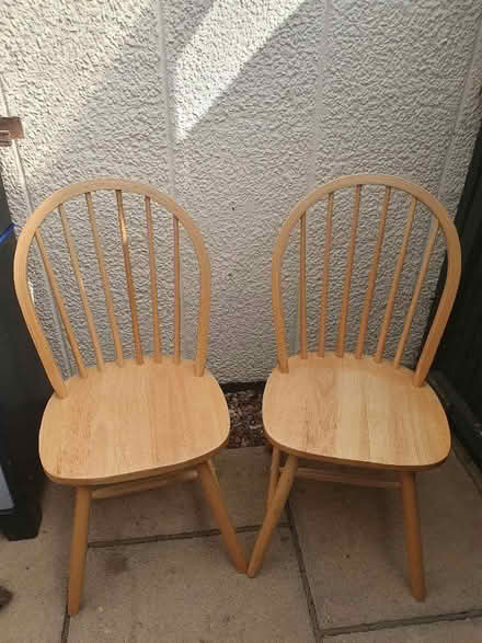 Photo of free 2x heavy solid pine chairs (Elstow MK42) #1