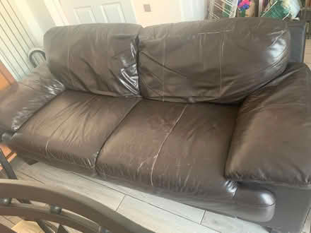 Photo of free Dark chocolate brown leather couch (W3) #1