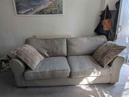 Photo of free Beige 3 seater settee and chair (Hade Edge, Holmfirth HD9) #2