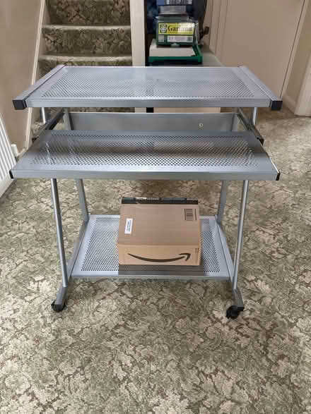 Photo of free Metal computer desk on wheels (Bromham) #1