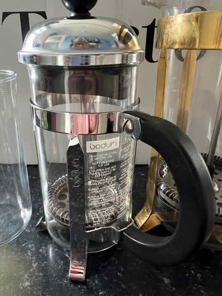 Photo of free Two cafetières, tweed cosy for large cafetiere & spare glass (Clarkston G76) #3
