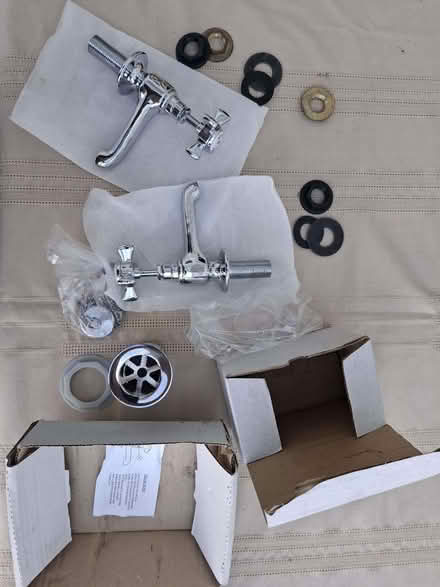 Photo of free Pair of traditional basin taps & waste fittings, unused (Haslingfield CB23) #1