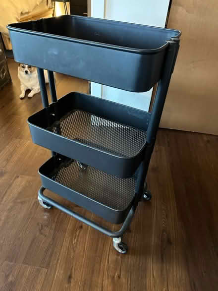 Photo of free IKEA metal 3-shelf rolling cart (Ballard) #1
