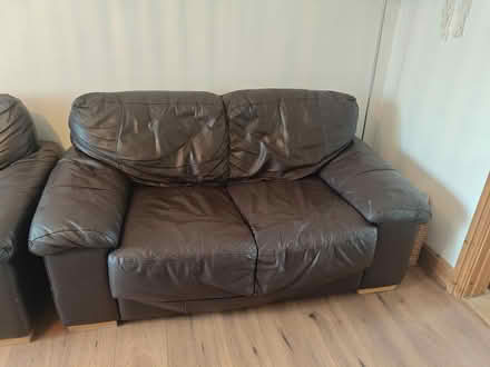 Photo of free Brown Leather sofas (Moulton NN3) #2