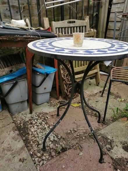Photo of free Tiled table and 1 matching chairs (Islington N1) #1