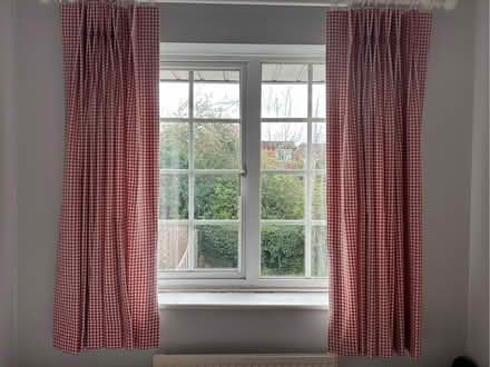Photo of free Pair of red/white check curtains (Barkham RG41) #2
