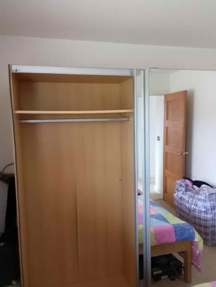 Photo of free Mirrored double wardrobe, bedsideT (Nn7 1ny) #3