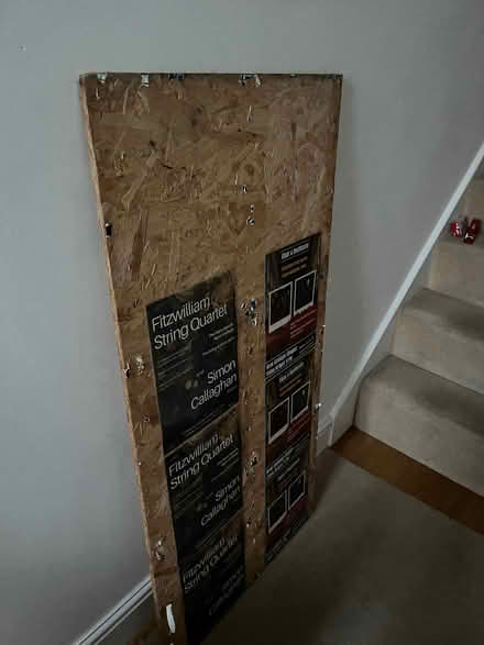 Photo of offcuts of chipboard etc for posters for concerts (Summertown OX2) #2