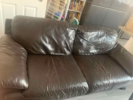 Photo of free Dark chocolate brown leather couch (W3) #2