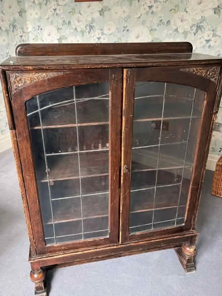 Photo of free Glass fronted Oak cabinet (Chislehurst BR7,) #3