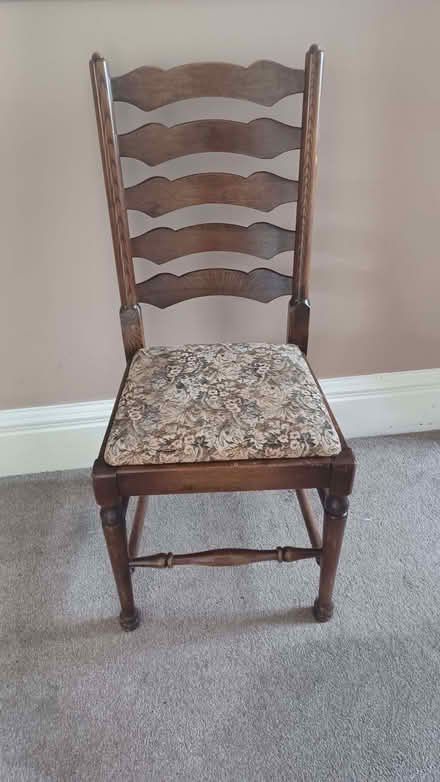 Photo of free Wooden chair with cushioned seat (Bradshaw BL2) #1