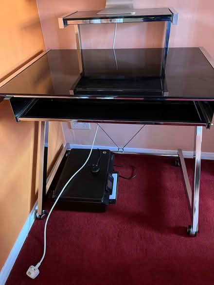 Photo of free Glass and metal frame computer desk (Burghclere Down SP10) #1