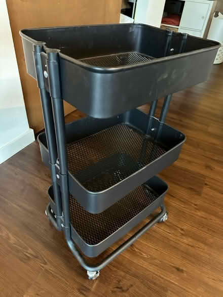 Photo of free IKEA metal 3-shelf rolling cart (Ballard) #3