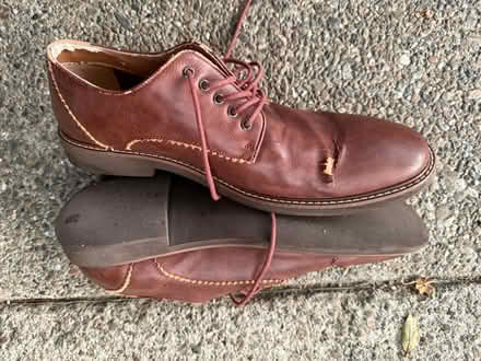Photo of free Brown leather-vinyl shoes, size 12 (1075 Valencia Avenue) #3