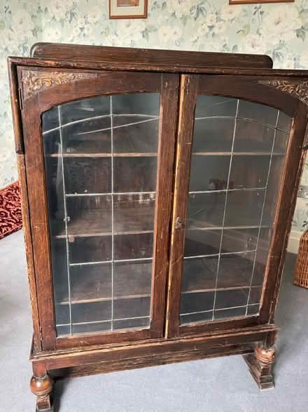Photo of free Glass fronted Oak cabinet (Chislehurst BR7,) #1