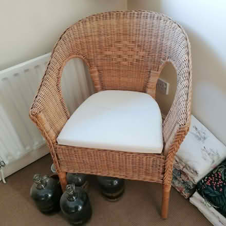 Photo of free Wicker chair and cushion (Hollybush NP44) #1