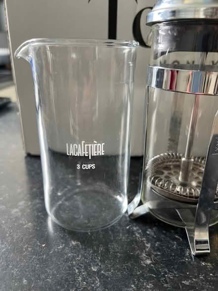 Photo of free Two cafetières, tweed cosy for large cafetiere & spare glass (Clarkston G76) #2