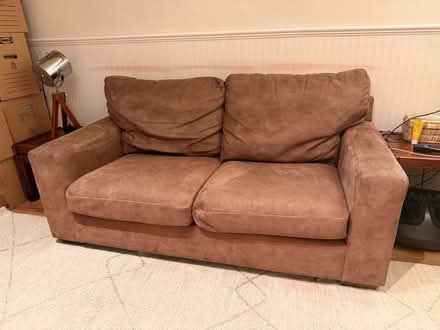 Photo of free Brown microfibre sofa (Offerton SK2) #1