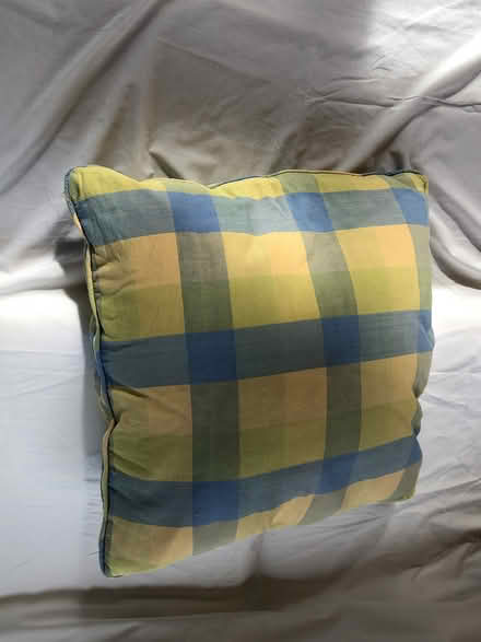 Photo of free Blue/Yellow Medium Tartan Cushion (Harrogate HG2) #2