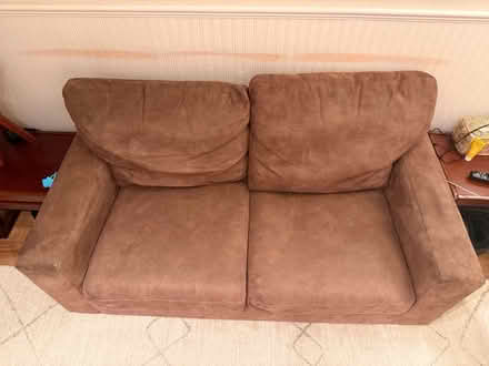 Photo of free Brown microfibre sofa (Offerton SK2) #3