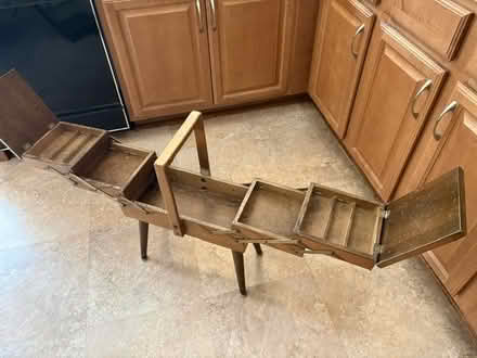 Photo of free Vintage Wood Sewing Basket (Crestwood) #2