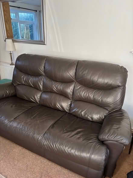 Photo of free Brown Leather Sofa (Bradford on Avon BA15) #1