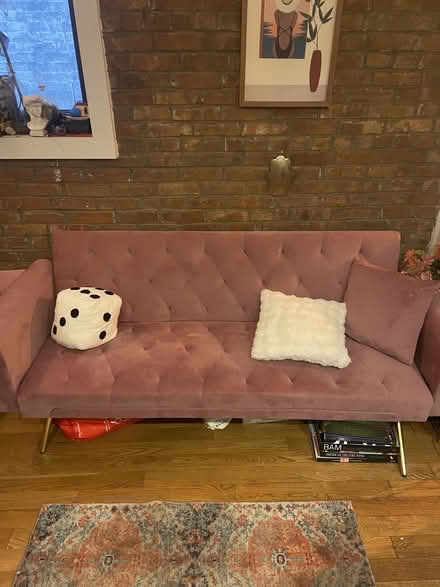 Photo of free Pink Couch (Pulls Into Sofa Bed) (Brooklyn) #1
