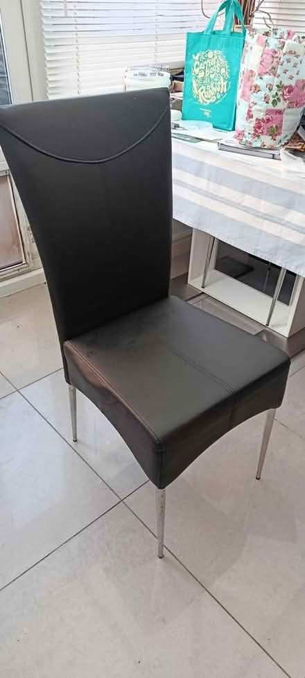 Photo of free 2 faux leather black dining chairs (Chellaston DE73) #2
