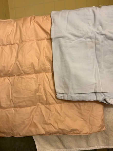 Photo of free Crib size down comforter + cover (Swarthmore area) #1