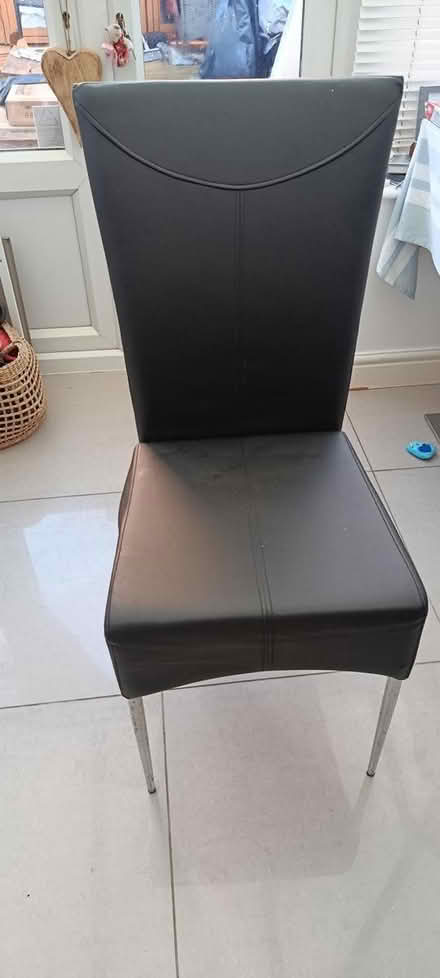 Photo of free 2 faux leather black dining chairs (Chellaston DE73) #1